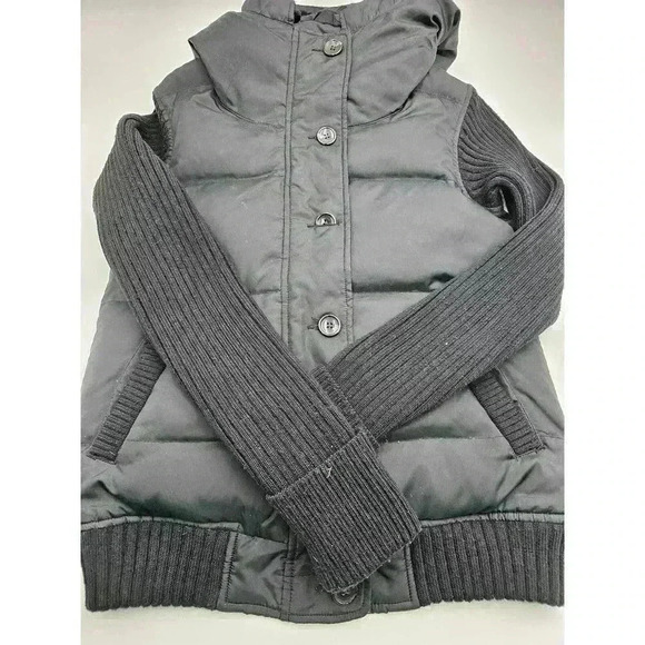 Gap '09 Women's Size XS Black Puffer Jacket with Ribbed Knit Sleeves - Picture 8 of 12